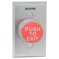 SCHLAGE ELECTRONICS 623RD EX Push to Exit Button,Red,Steel 1 5/8"