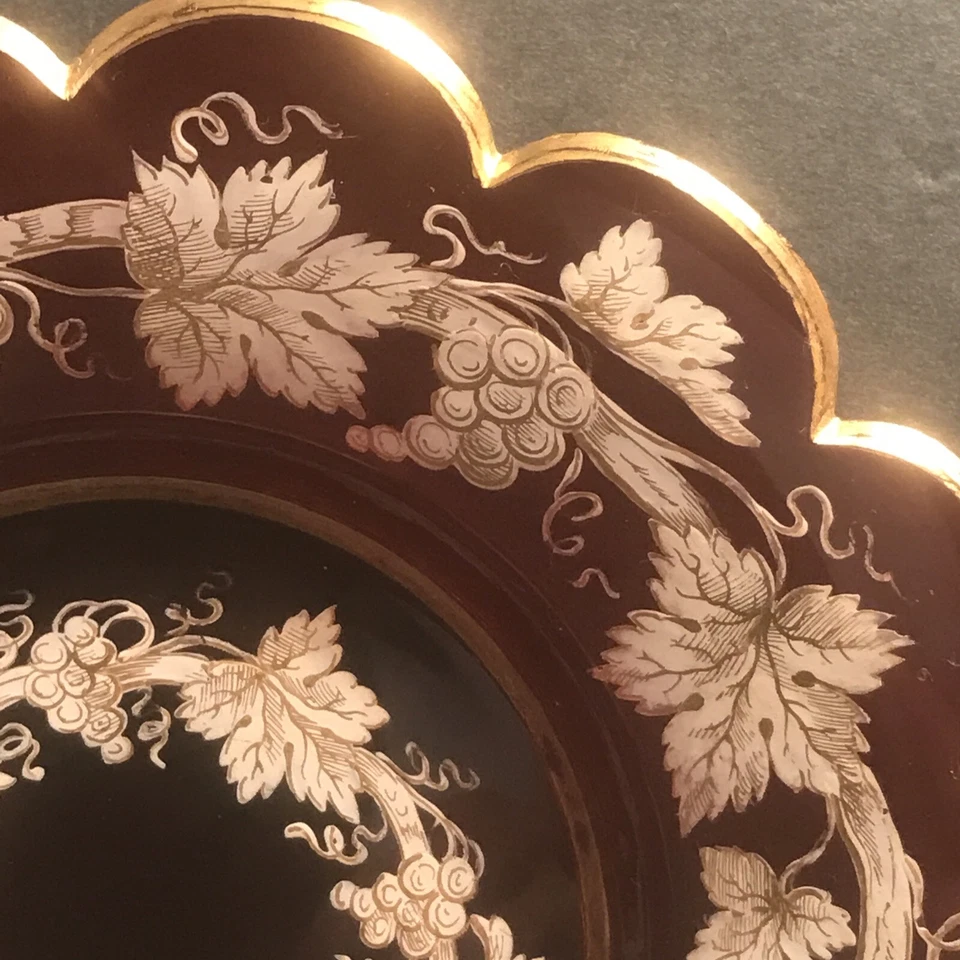 Pair Of Antique Bohemian Ruby Red Glass Plate/Europe C.1860/Gold Enamel/Ottoman  - Image 3 of 4