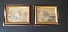 Currier and Ives Winter in the Country Lot Of 2 gold foil vintage S191