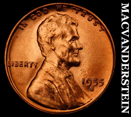 1955-S Lincoln Wheat Cent- Choice Gem Brilliant Unc Luster No Reserve #J945