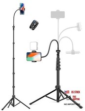Phone Tripod, 86" Tall Tripod for iPhone with Flexible Gooseneck 86 inch Black