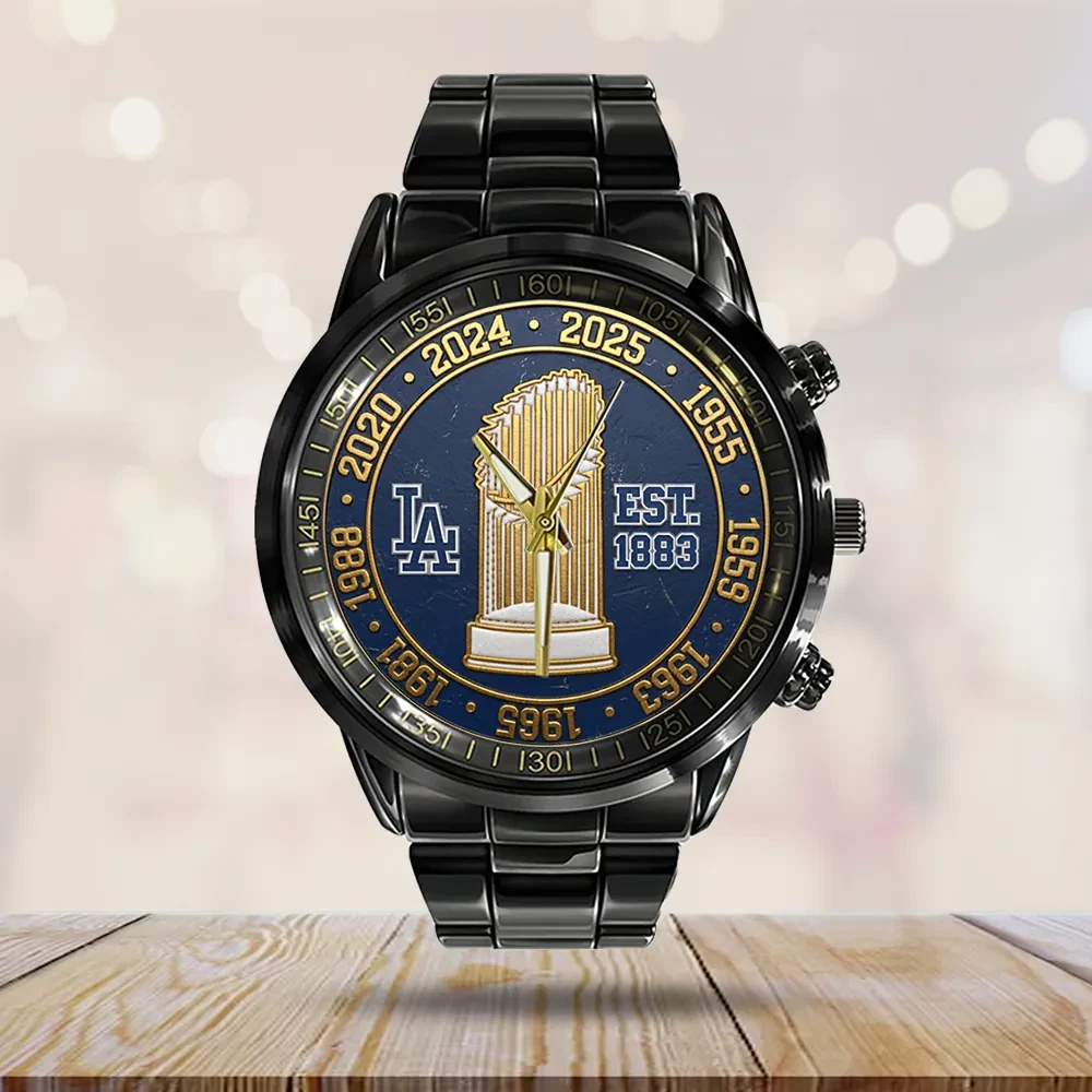 Dodgers Black Stainless Steel Watch, Gift For Fans, Christmas Gift