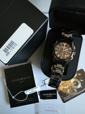 NEAR MINT**EMPORIO ARMANI AR1410 / Men's Watch / Black & Rose Gold