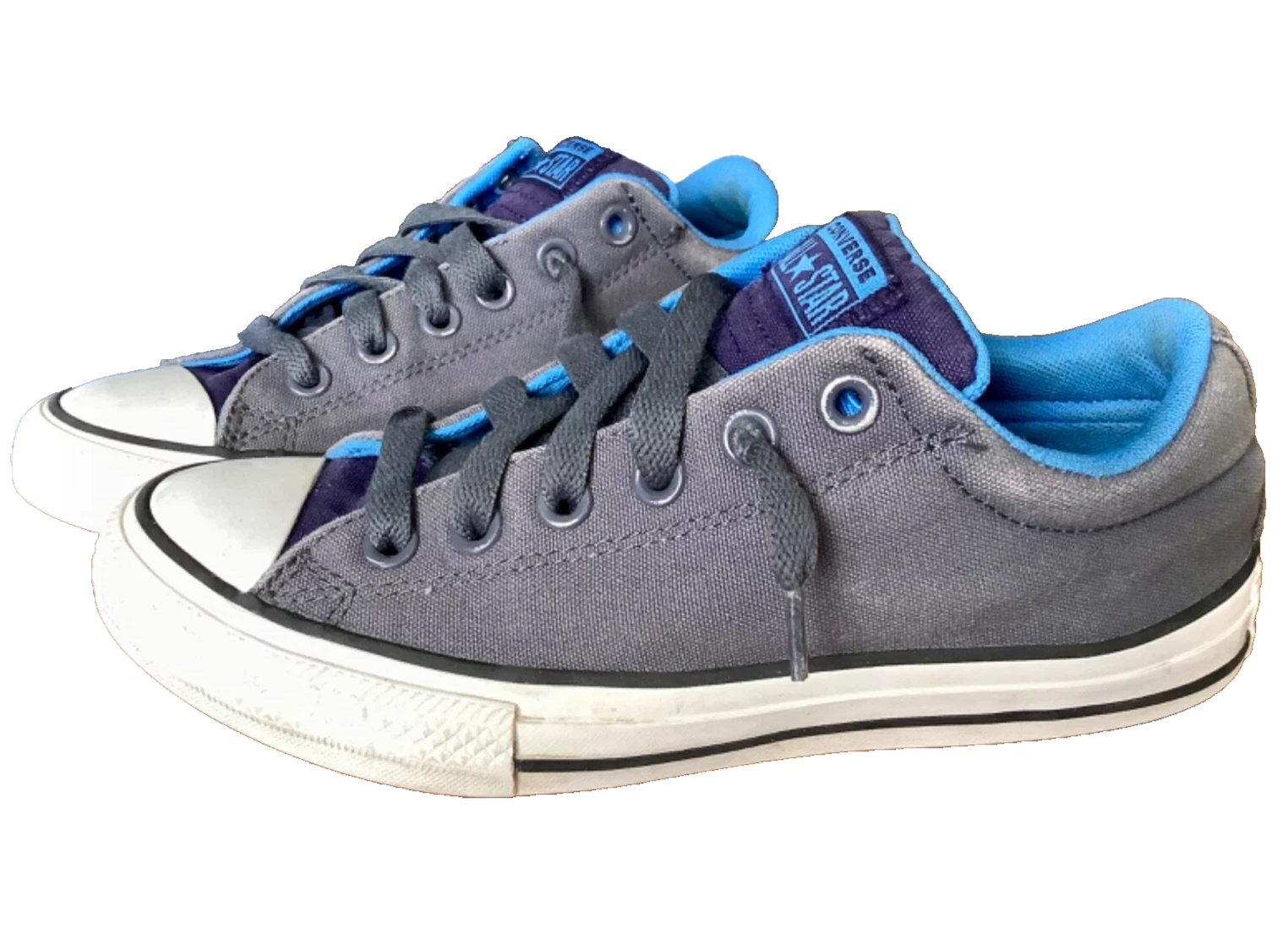 SCARPE DA GINNASTICA JUNIOR CHUCK TAYLOR ALL STAR TAGLIA 4 5 CONVERSE GRIGIE E BLU PER BAMBINI 658139F