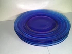 Lot of 4 Hazel Atlas Cobalt Blue Moderntone Depression Glass 8" plates