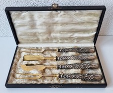 Schönes antikes 4.teiliges Butter / Käse Vorlegerbesteck in Silber um 1890/1900