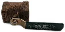 Milwaukee Valve BB2 B16.44 175 PSI 2" Bronze Ball Valve Used Excellent