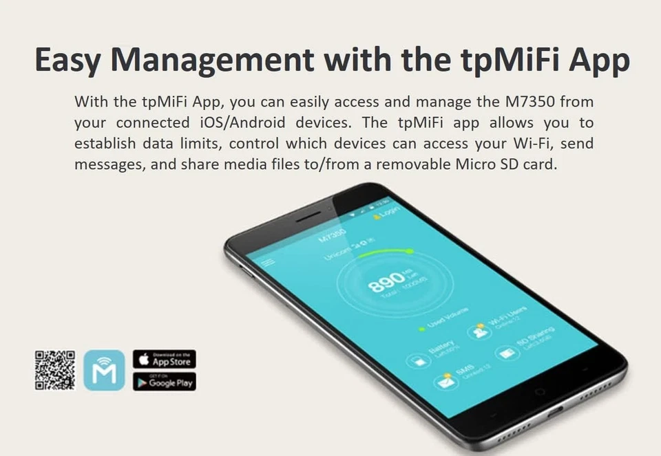 TP-Link M7350 Saponetta Portatile Modem WiFi N300Mbps 4G LTE Cat4, Visualizzazio - Immagine 2 di 4