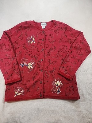 Breckenridge  Woman's Sweater  With Butterflies Embroidered- Size M Red