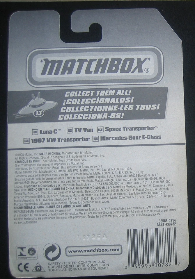 Matchbox VW Transporter Bus 1967 #64 Rot7Weiß Mattel 1998 Longcard OVP - Bild 2 von 2