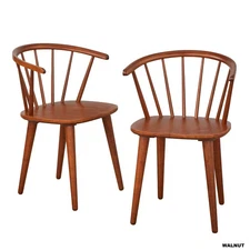 Set of 2 Florence Contemporary Windsor Dining Chairs Walnut - Buylateral