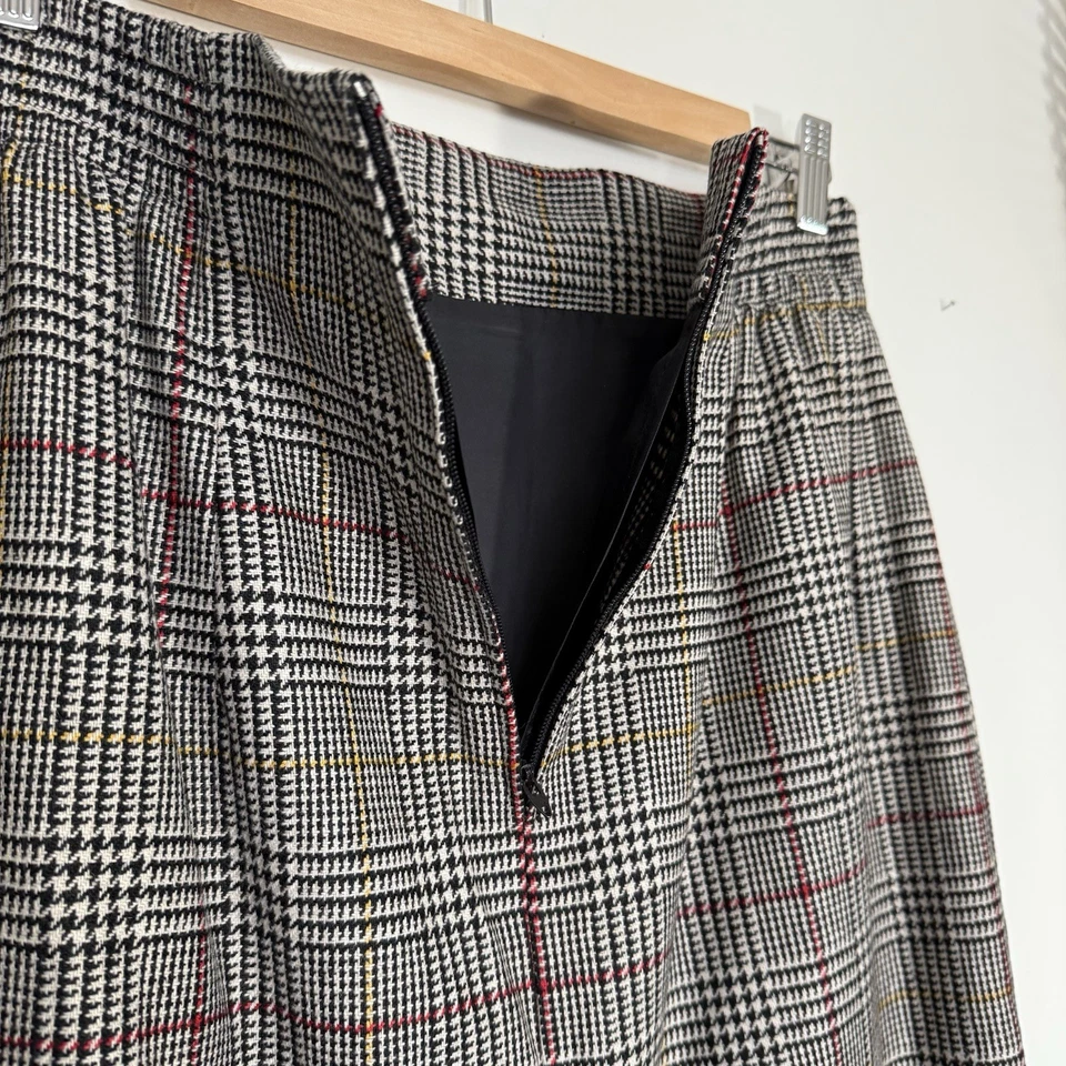 Falda midi de lana a cuadros gris roja talla 12 Academia Preppy años 90 grunge Foto 4 de 4