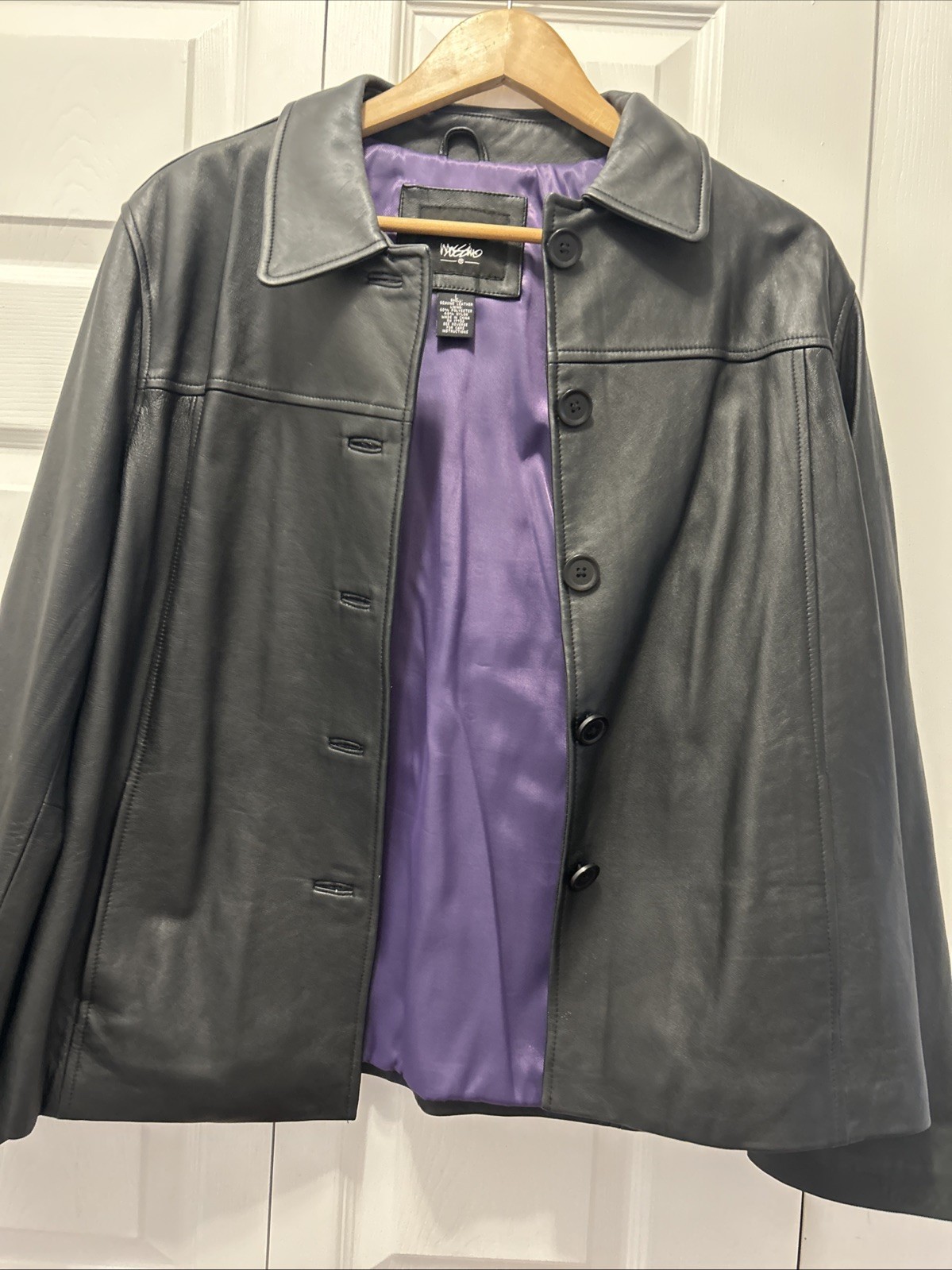 Mossimo Leather Jacket Large Black Button Down Y2… - image 4