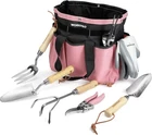 WORKPRO 8-Piece Pink Garden Tool Set Stainless Steel Gardening Tools Pink Ribbon