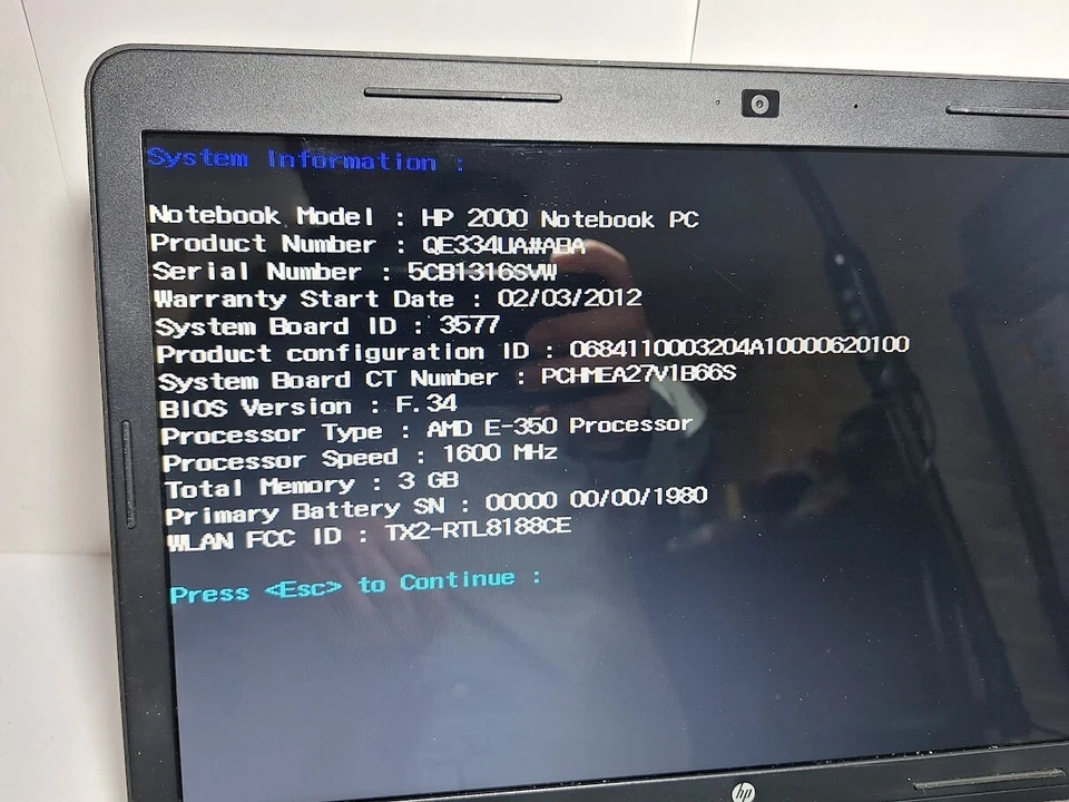 Ноутбук HP Pavilion 2000 329 WM 15 дюймов AMD двухъядерный E-350 1,6 ГГц - Изображение 2 из 4