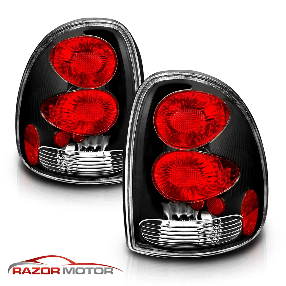 Conjunto de lanternas traseiras pretas 1996-2003 Fit Dodge Durango Caravan Town & Country Voyager - Imagem 2 de 4
