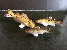 3 Vintage miniature Fine Bone China trout   Figurines made in Japan