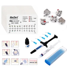 200Pc Dental Orthodontic Brackets Braces Mini Roth.022/Light Cure Adhesive Kit