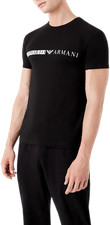 Emporio Armani Black Loungewear Crew Neck T-shirt With Chest Logo Stretch Cotton