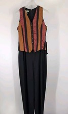 Ann Taylor Vintage 90s Stripe Boho Waistcoat Jumpsuit Deconstructed