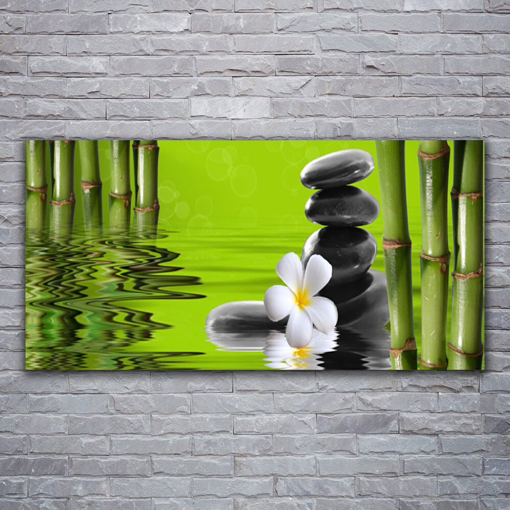 Photo sur toile tableau image impression 120x60 art bambou fleurs pierres zen