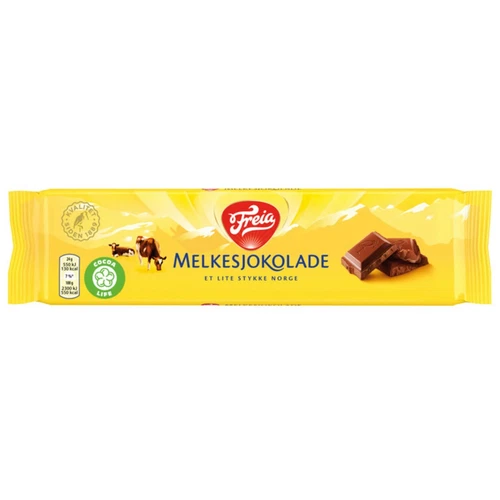 Melkesjokolade Norwegian Milk Chocolate bar from Freia 200 grs. Made since 1906