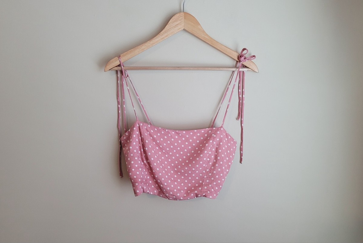 Zara Pink Polka Dot Crop Top Size Medium | eBay