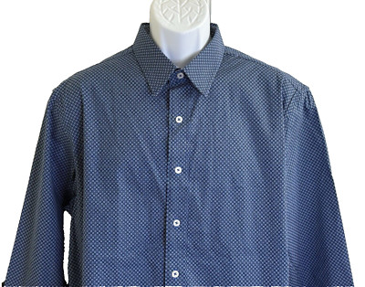 Nick Graham Everywhere Blue Geometric Shirt Mens XL/TG Stretch Modern Fit
