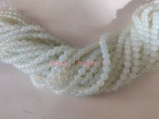 3 Strand Natuarl 6MM White Opal Moonstone Round Smooth Gemstone Loose Beads 15"