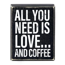 Decorative Wood Box Sign Wood Quote Boxes 4in W x 5in H And Coffee Pack of 2