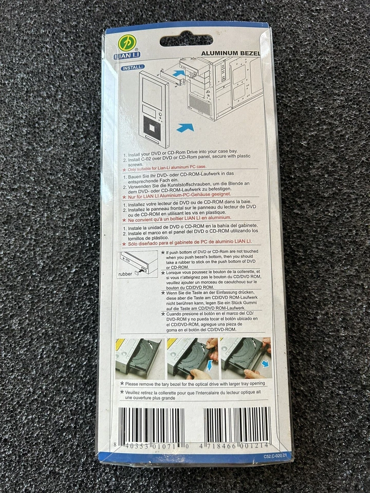 Lian Li C-02 ALUMINUM BEZEL for CD DVD-ROM 5.25 Bay Black Brushed Optical Cover - Image 3 of 3