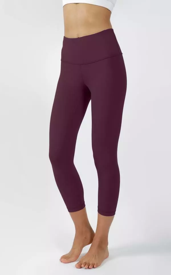 YOGALICIOUS Lux High Waist Capri Ladies Leggings, SM, NWT $78.00,Cinnamon  Cherry