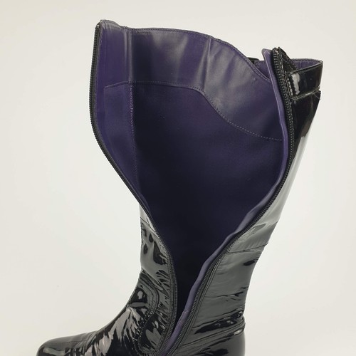 Clarks Knee Boots Black Patent Leather Heels Size 4 - Picture 13 of 20