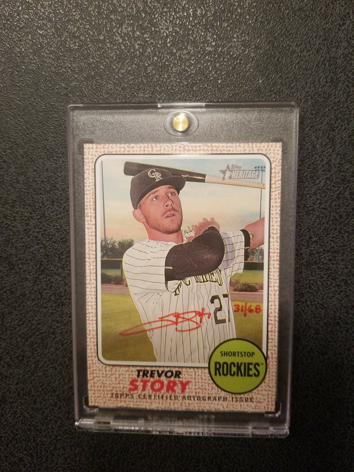 Trevor Story 2017 Topps Heritage REAL-ONE RED INK AUTO #31 of 68 RARE🔥