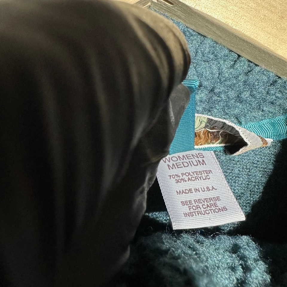 EMS Jacket Women's M Blue Fleece Vintage Aztec Tribal Pattern Made in USA Snap - Image 3 of 4