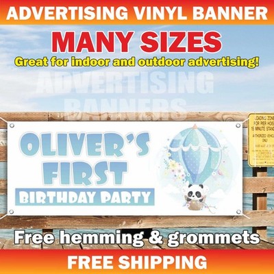 BIRTHDAY PARTY Advertising Banner Vinyl Mesh Sign Custom Name Text Event Holiday
