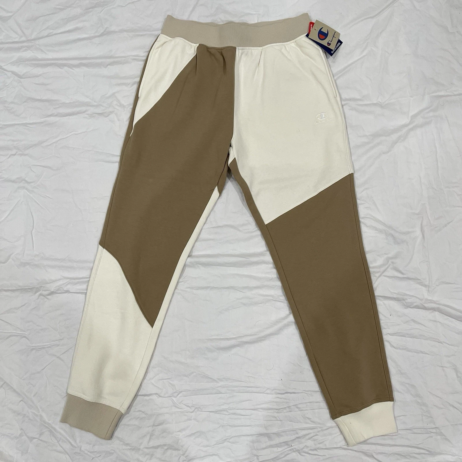 Champion Classic Fleece Patch Patchwork Jogger Size L Colorblock NWT