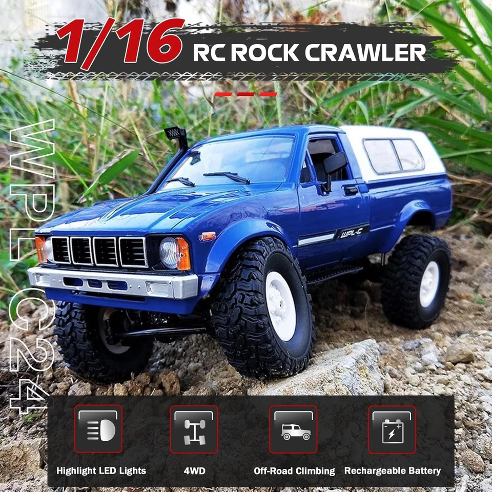WPL C24 1/16 RC Rock Crawler 4x4 camioneta Toyota Hilux estilo todoterreno coche Foto 3 de 4
