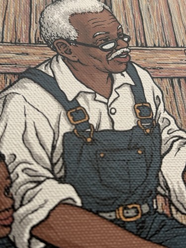 C. Carson Afroamerikanisches Gemälde Leinwand gerahmt Holz signiert Wandbehang Kunst - Bild 2 von 8