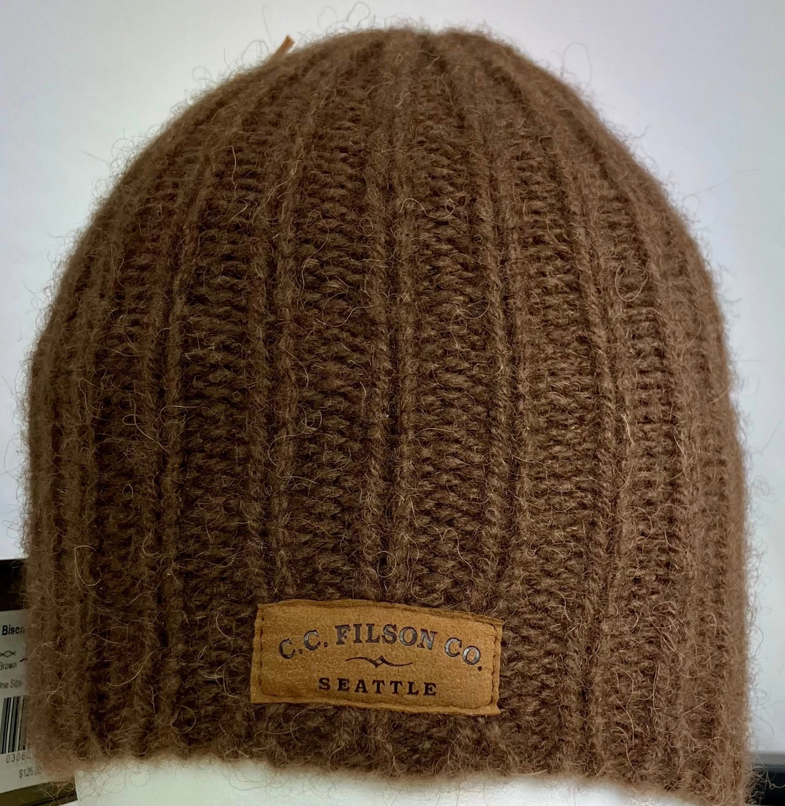 C.C. Filson Brown Bison (Buffalo) Beanie Adult Small, wale knit
