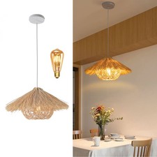 Woven Pendant Light Rustic Pendant Light Fixture Farmhouse Ceiling Hanging Lamp