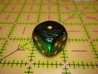 20mm D6 Gemini Dice Black Green Gold | Large Oversized RPG Counter Individual Di