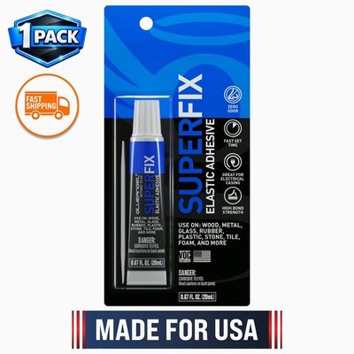 Super Fix Elastic Glue for Foam Plastic Metal Glass Ceramic Tile Clear 20ml