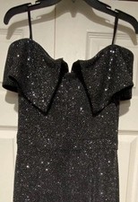 XSCAPE Women's Dress Formal Size 10 Black Sequin Off the Shoulder Evening Gown 