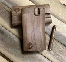 Black Walnut Wood 3.5" Dugout Stashbox w  Poker & Bat/One Hitter Pipe Set