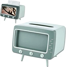 Retro TV Tissue Box Cover with Phone Holder for Home and Bathroom