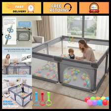 50x50 Baby Playpen Play Yard for Toddlers  Infants - Safe Grey Folding Design