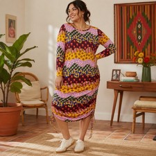 Target Latino Heritage Month Ruched Midi Dress XXL Colorful Patchwork Boho NWT