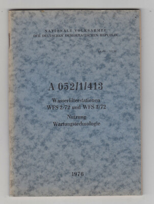 DDR:Dienstvorschrift:Wasserfilterstationen WFS2/72 und WFS 3/72.