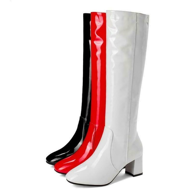 white thigh high gogo boots